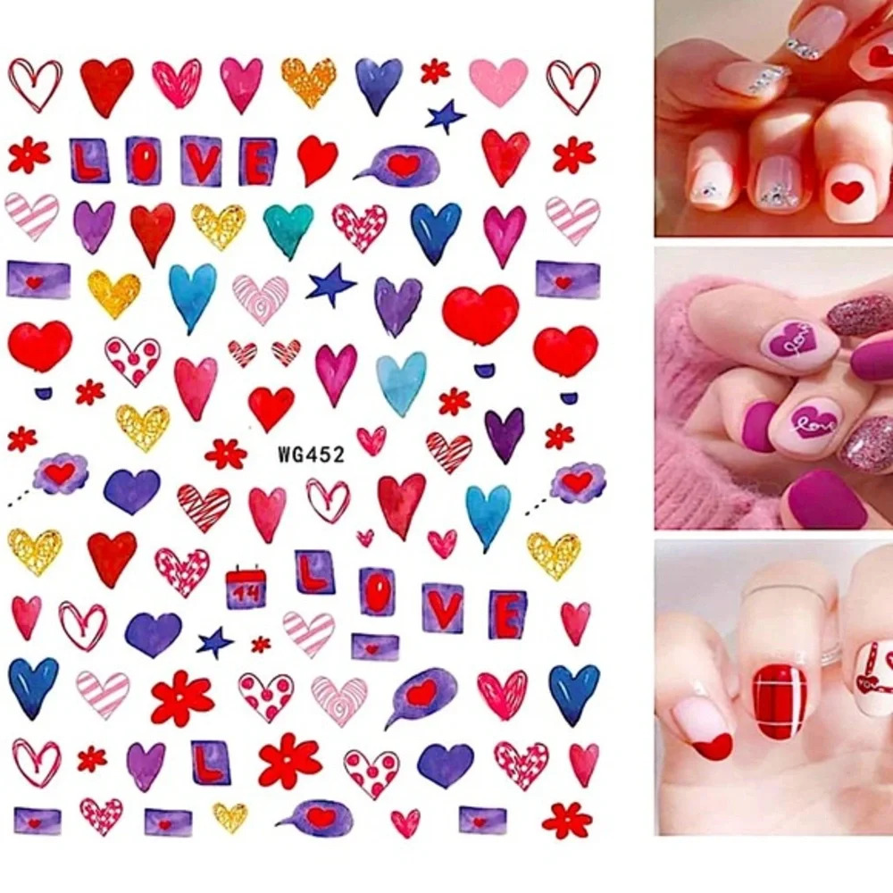 💌BO/GO$6 Valentine’s Day Nail Sticker Decals hearts